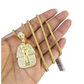 Real 10k Gold Franco Chain Pharaoh Head Charm Pendant Necklace SET 2.5mm 18"-26"