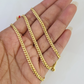 Real 18kt Miami Cuban Chain Necklace 3mm 24 Inch Yellow Gold Men Women SOLID 18k