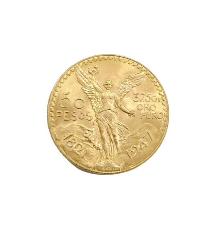 1947 Mexican Centenaro 50 Gold Pesos Coin Solid 22k Yellow Gold, Oro Centenario