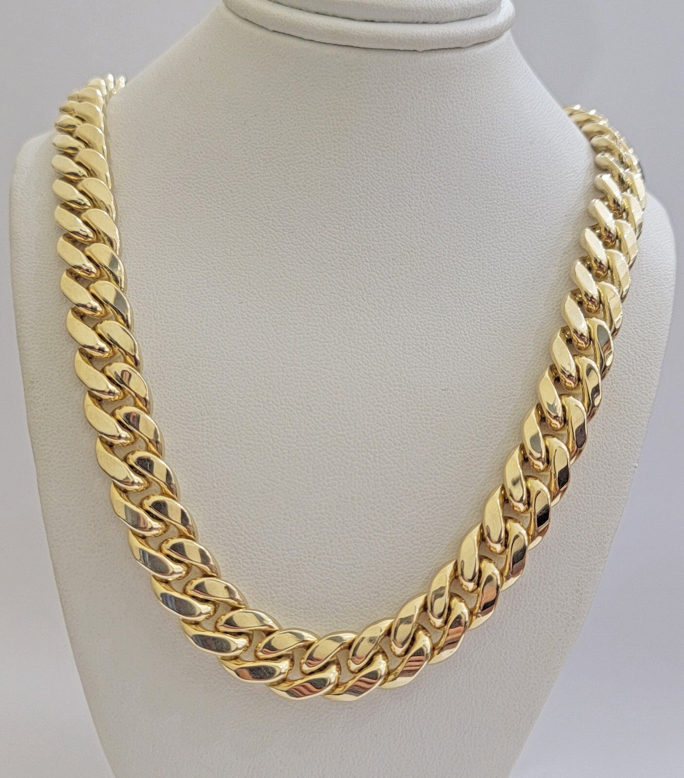 Real 10k Yellow Gold Cuban Link Solid Necklace 11mm 22" 10KT Real Gold Sale