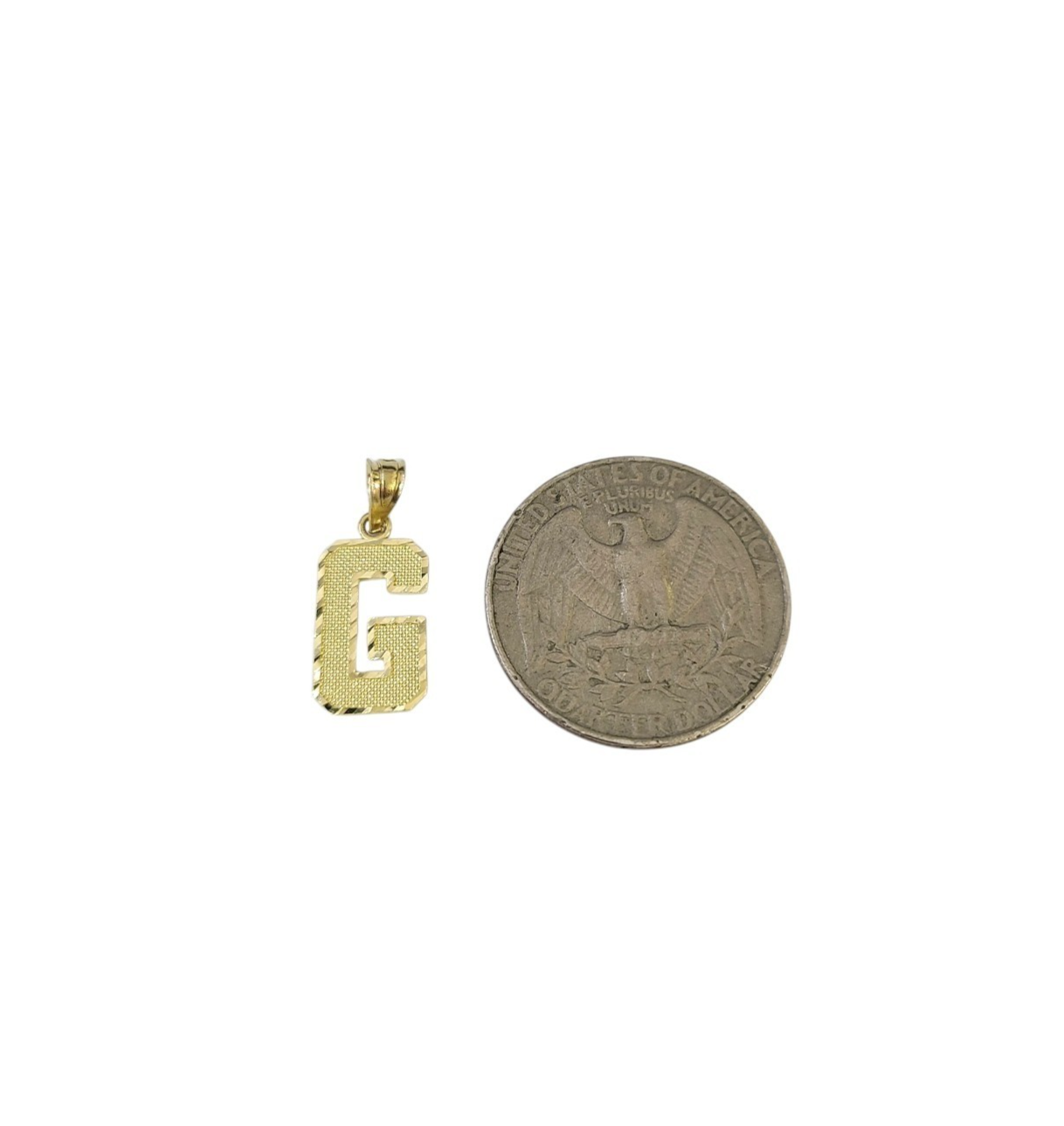 10K Yellow Gold G Initial Charm Pendant Alphabet Real 10kt Men Women