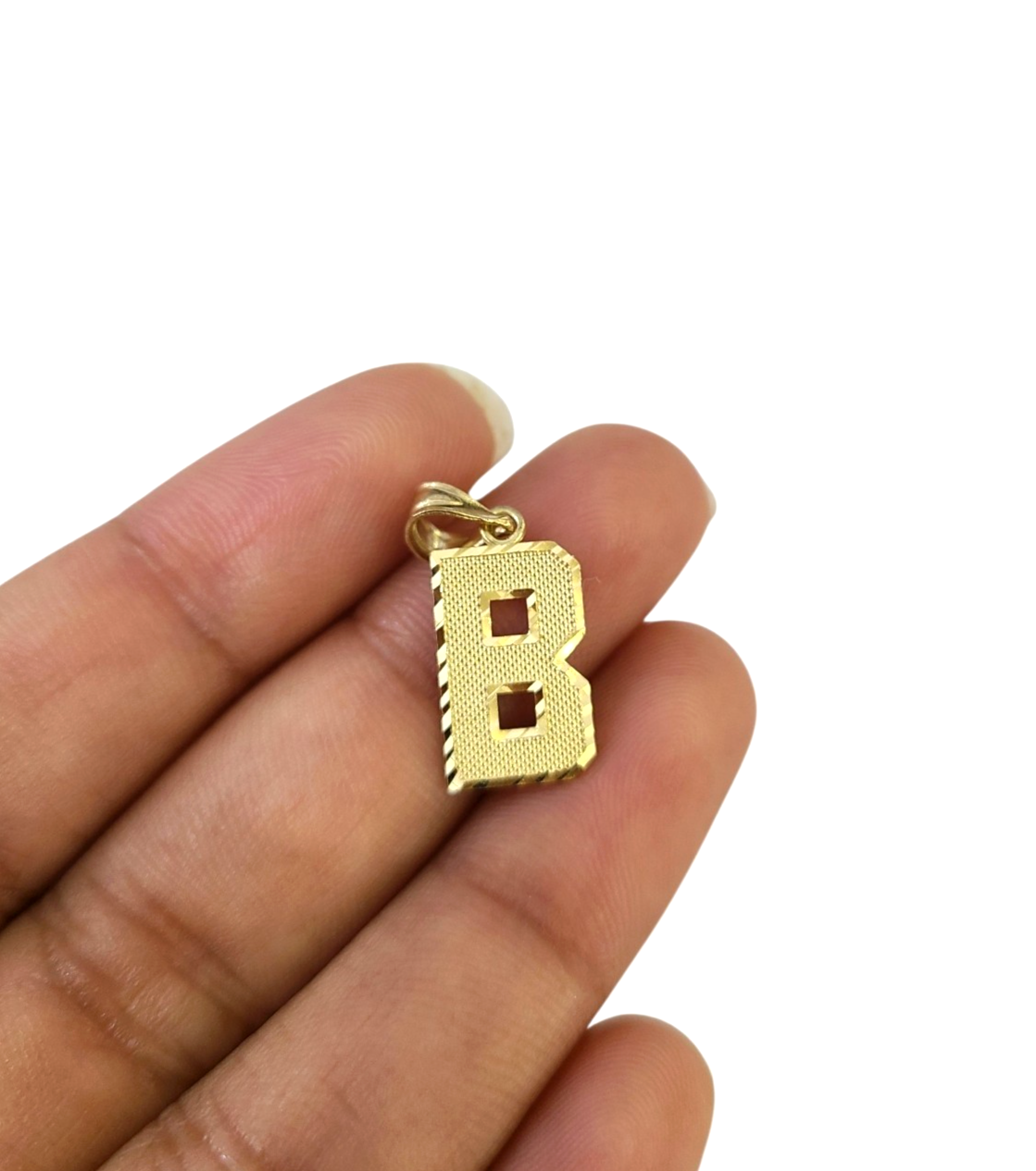 10K Yellow Gold B Initial Charm Pendant Alphabet Real 10kt Men Women
