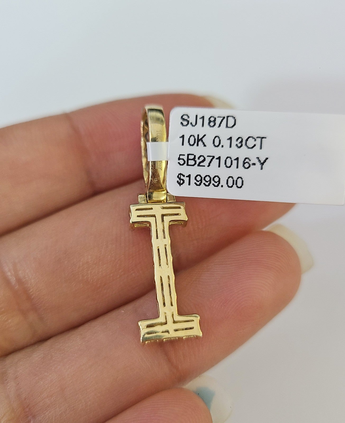 10k Gold Chain Necklace Cuban Curb I Diamond Initial Pendant Set 3mm 20"-30"
