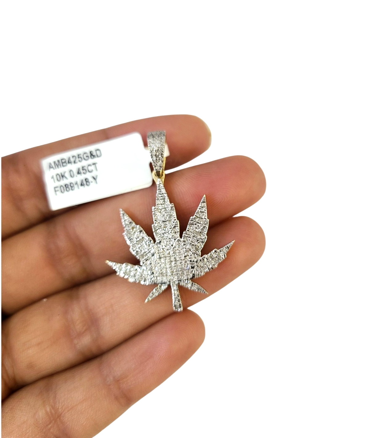 Real 10k Solid Figaro Chain Leaf Diamond Charm Necklace SET 4mm 22" Pendant