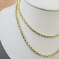Real 10k Gold Rope chain 3mm 4mm Necklace 10KT yellow Gold 16-30" Diamond Cut