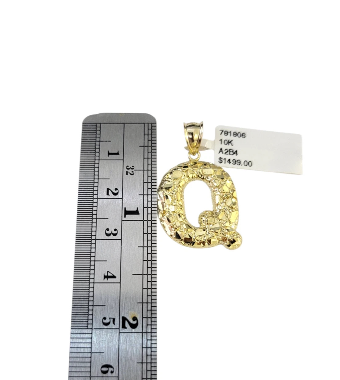 10k Gold Q Nugget Initial Charm Franco Chain 2.5mm 16"-26" Pendant Necklace SET