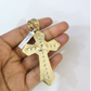 10k Yellow Gold Cuban Curb Chain SET Christ Cross Pendant Charm 8mm Necklace Men