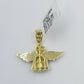 REAL 10k Yellow Gold Diamond Angel Wing Dollar Bag Pendant 3mm 22" Franco Chain