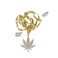 Real 10k Solid Figaro Chain Leaf Diamond Charm Necklace SET 4mm 22" Pendant