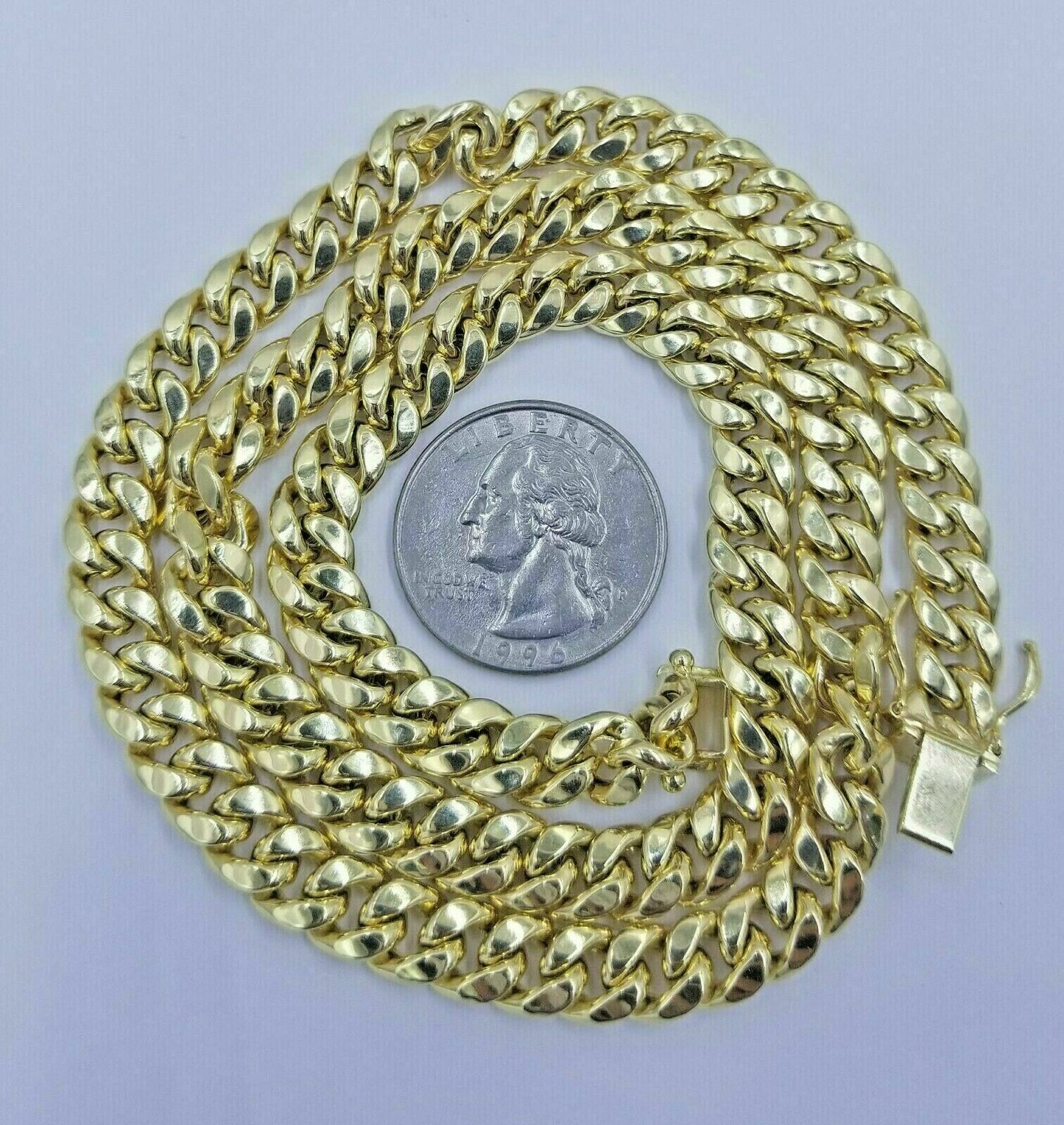 Real 10K Yellow Gold 8mm 26" Miami Cuban Link Chain Necklace Box Lock
