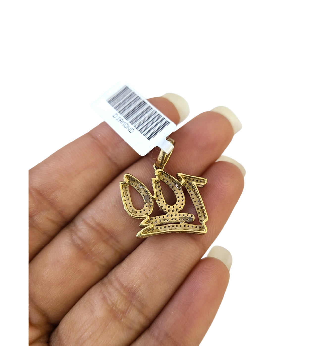 Real 10k Yellow Gold 100 Diamond Charm Pendant 1'' inch Genuine 10kt