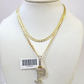 10k Gold Chain Necklace Cuban Curb P Diamond Initial Pendant Set 3mm 20"-30"