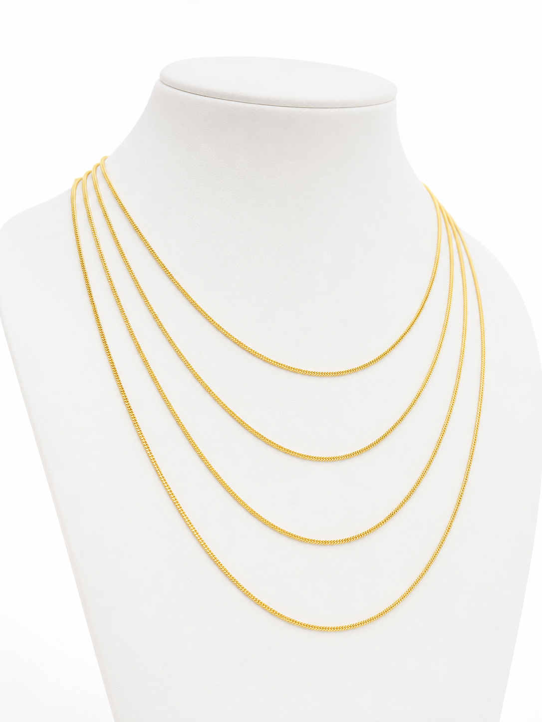Real 18K Gold Slim Franco Chain 1mm Classic Necklace 16 18 20 22 Inch Women