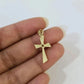 10k Gold Franco Chain Necklace Cz Stone Cross Charm 1mm 16-22 Inches Womens