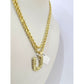 Real 10k Rope Chain U Initial Charm 3mm 18"-28" Necklace Nugget Set Pendant Gold