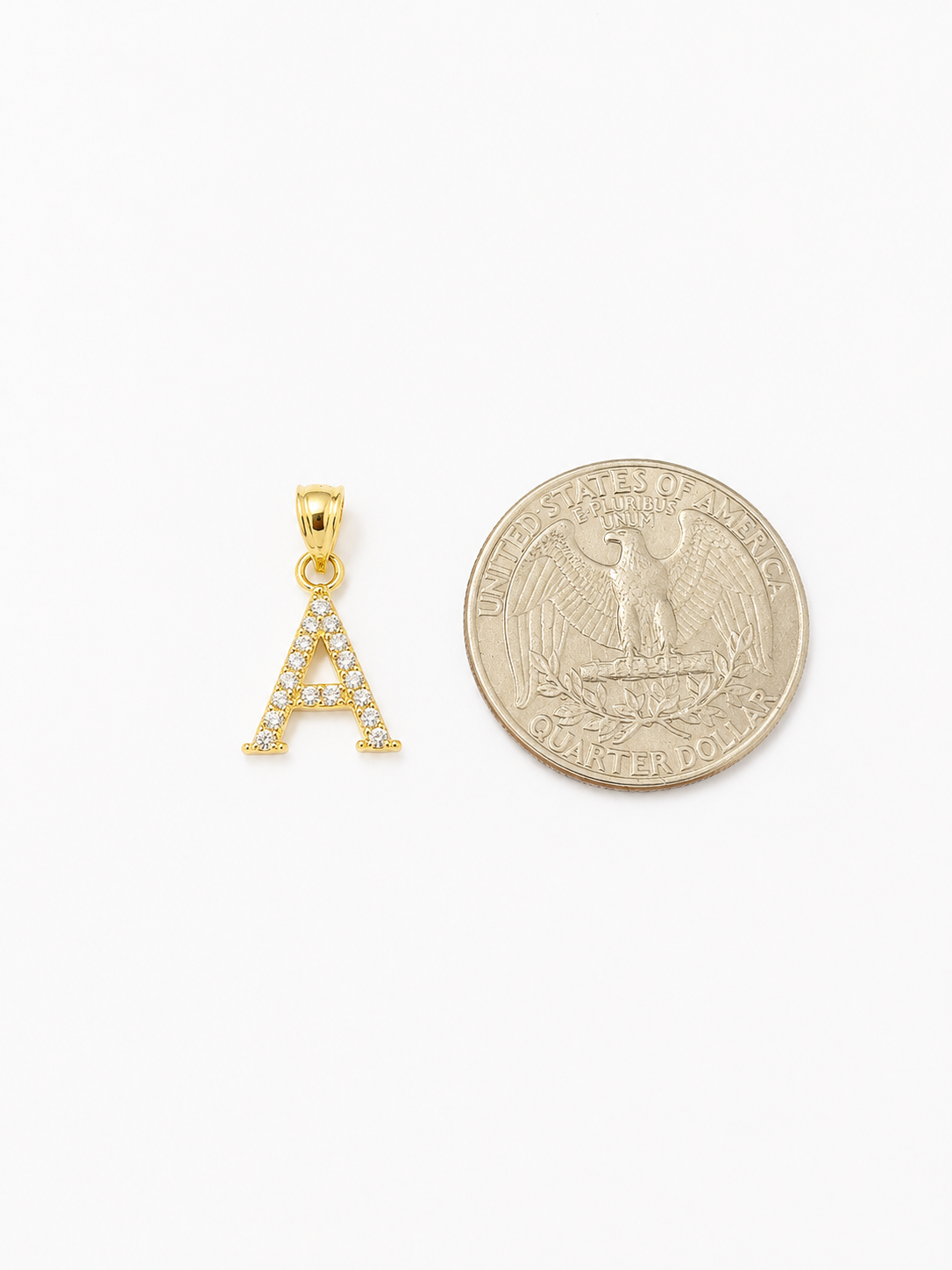 10K Gold Solid Franco Chain A Initial CZ Stone Pendant Set 1mm 16 18 20 22 Women
