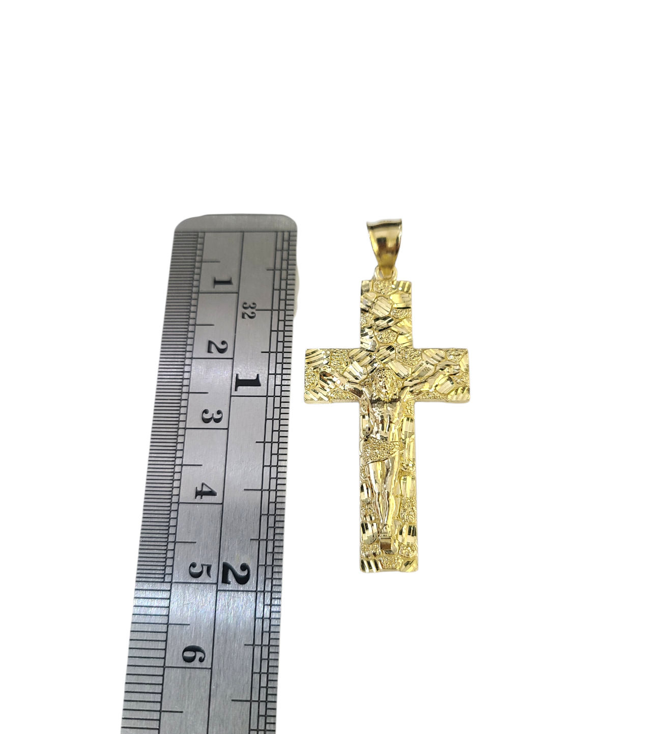 Real 10k Gold Franco Necklace Chain Nugget Cross Charm 2.5mm 18"-26" Pendant SET