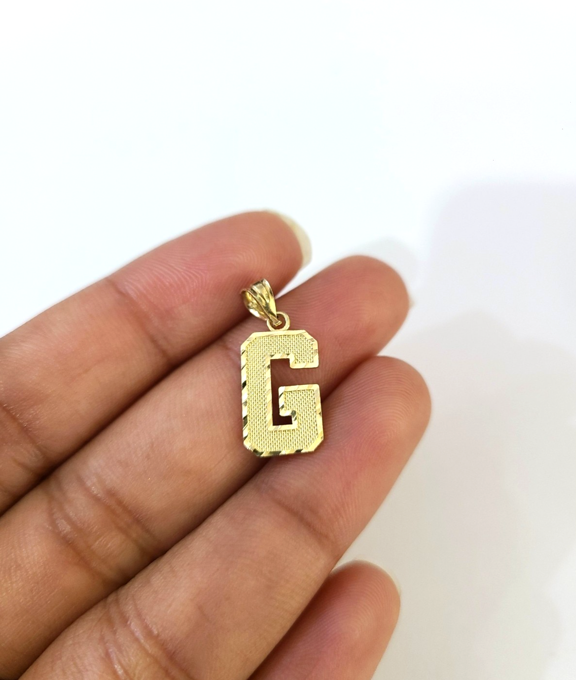10K Yellow Gold G Initial Charm Pendant Alphabet Real 10kt Men Women