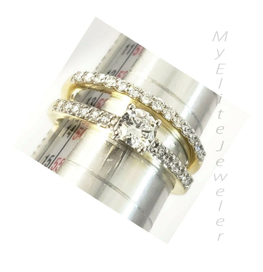 Real Gold Diamond ladies Ring Band 14k Yellow Gold 1.35CT Diamond Size 7 Women