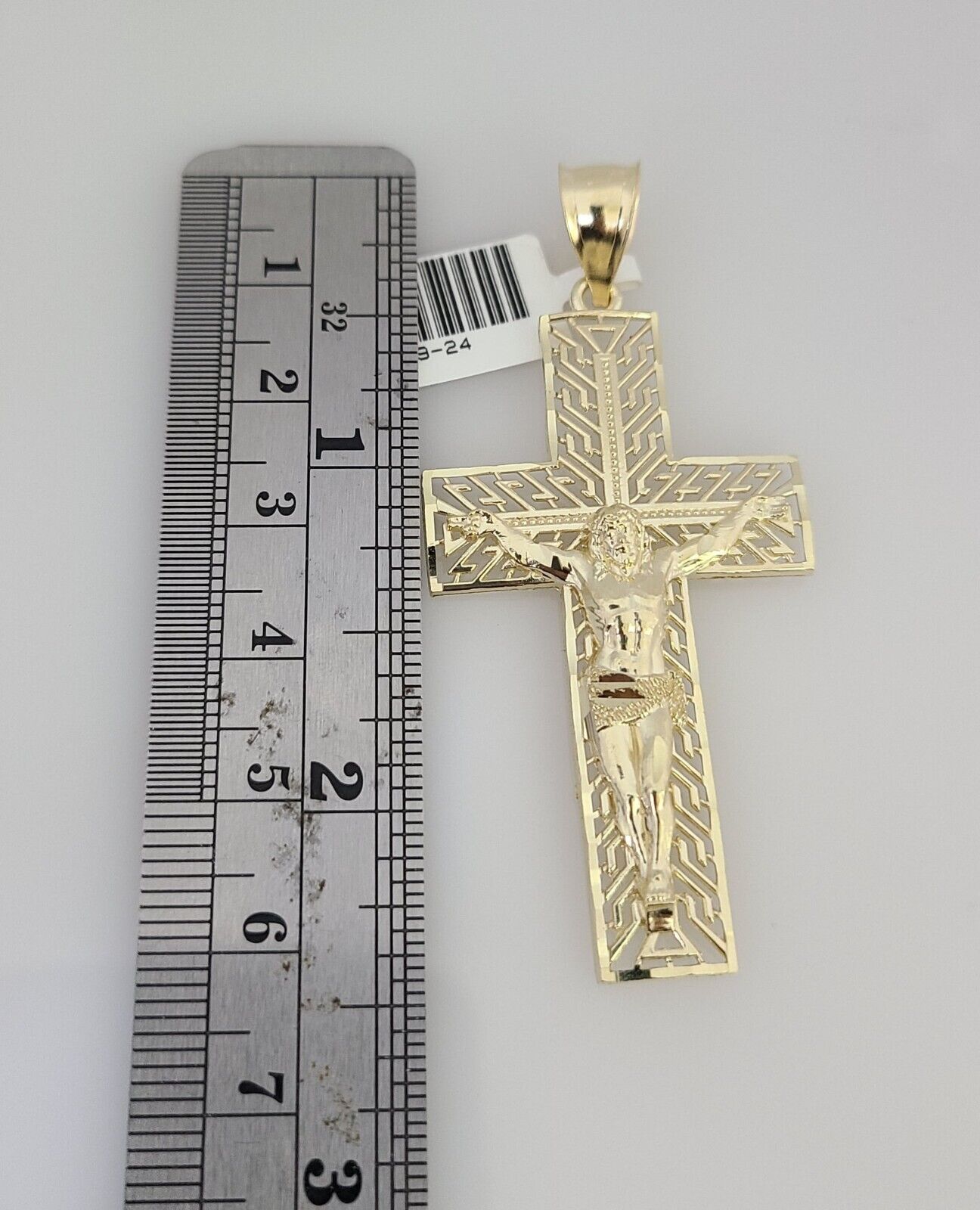 Real 10k Gold Byzantine Necklace Jesus Cross Charm SET Chain 20"-30" 4mm