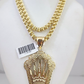Real 10k Gold Byzantine Necklace Crown Charm SET Chain 20"-30" 4mm