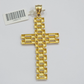 10K Yellow Gold Cross Pendant Mens Jesus Crucifix Charm 2.8 Inch For Thick Chain