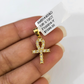 Real 10k Yellow Gold Cross Diamond Charm Pendant 1'' inch Genuine 10kt