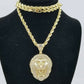 REAL 10k Yellow Gold KING Lion Head Charm Pendent 4mm Rope Chain 20 22 24 26
