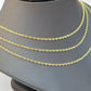 10K Solid Yellow Gold Rope Chain Diamond Cut 2mm 18 20 22 24 Inch