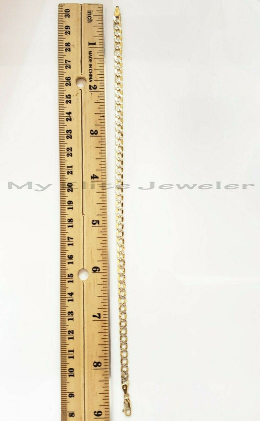 Real 10k Gold Cuban Link Bracelet 8" 4mm Diamond Cut Men Women