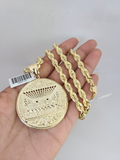 10kt Gold Solid Rope Chain Last Supper Charm Set 18"-30'' Inch 6mm Pendant