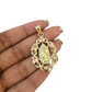 Real 10K Virgin Mary Pendent Charm Two Tone Pink Yellow Gold Holy Mother