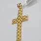 10K Yellow Gold Cross Pendant Mens Jesus Crucifix Charm 2.8 Inch For Thick Chain