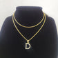 10K Gold Solid Franco Chain D Initial CZ Stone Pendant Set 1mm 16 18 20 22 Women