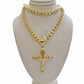 Real 10k Gold byzantine Chain Pendant Set 5mm Necklace With Jesus Cross Charm