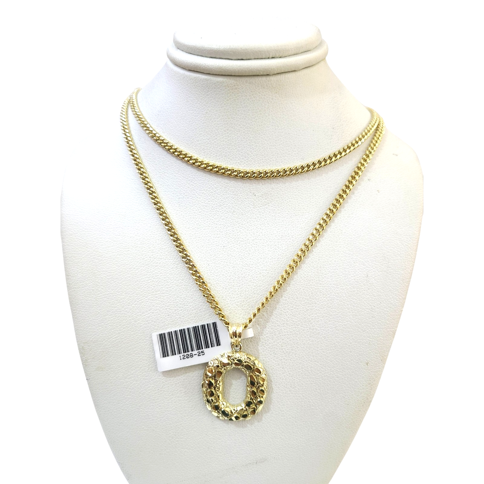 Real Gold 10k Chain Miami Cuban Link Necklace Pendant SET O Initial Charm 2.5mm