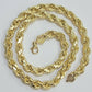 Mens 10K Yellow Gold Rope Chain Thick Necklace 26" 8mm REAL 10KT Diamond cuts