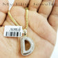 10k Gold Chain Real Diamond D Alphabet Initial Charm Pendant 3mm 18Inch Necklace