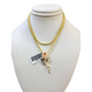Real 10k Rose Trio Gold Charm Pendant Franco Chain Necklace SET 2.5mm 16"-26"