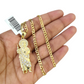 10k Gold Cuban Curb 3mm Chain Necklace Saint Jude Charm Pendant 18"-28" Set
