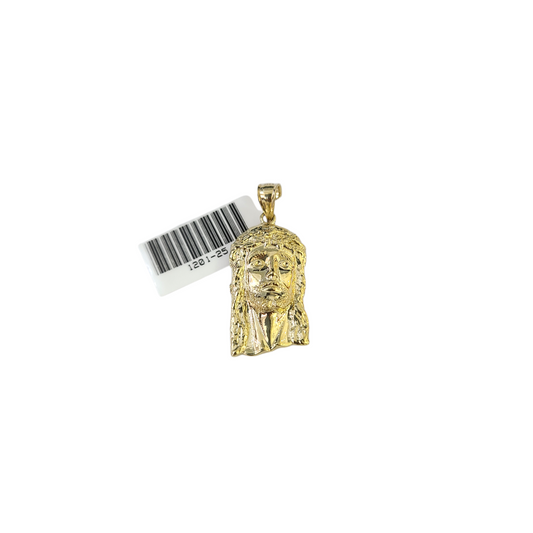 Real 10k Yellow Gold Charm Pendant Cross 1.2 " Head Face Gold 10KT