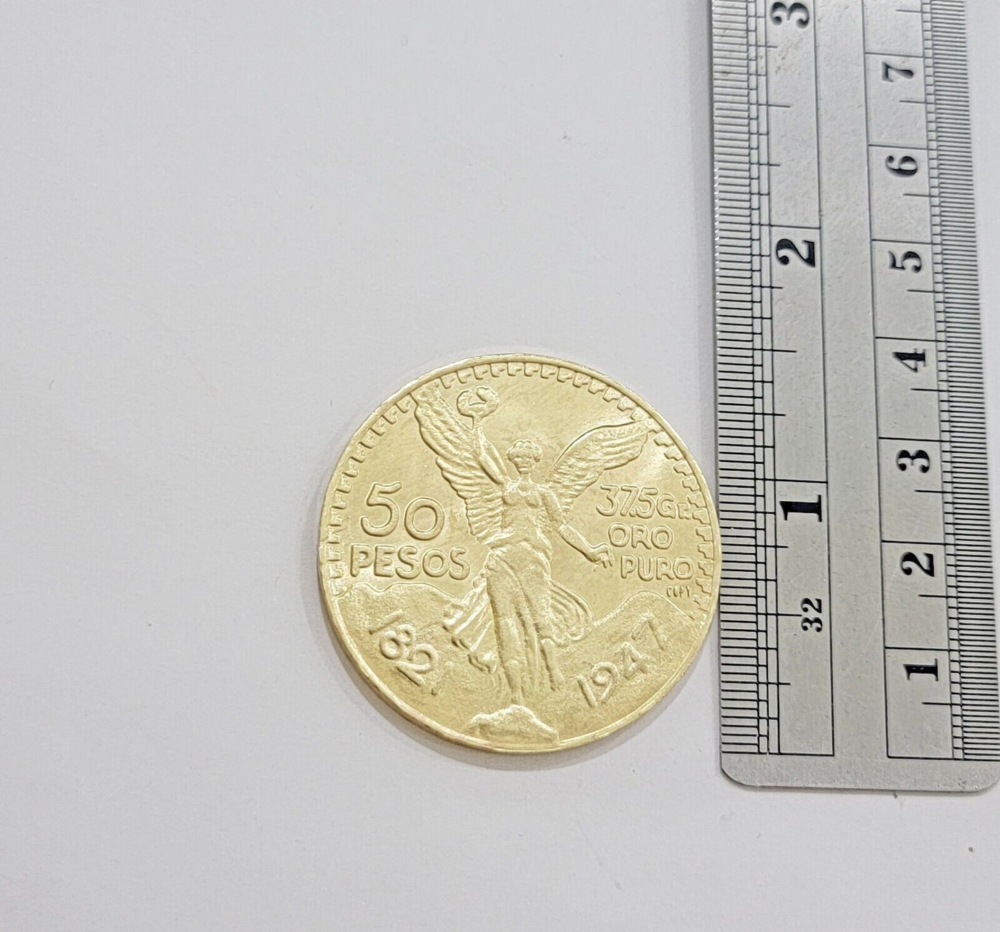 1947 Mexican Centenario 50 Gold Pesos Copy Coin Solid 10k Yellow Gold Centenaro
