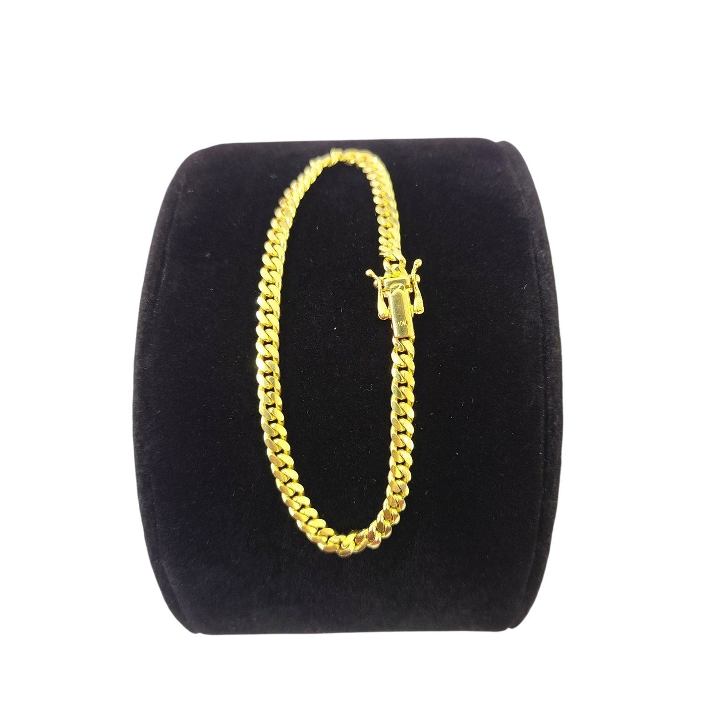 10k Real Solid Gold Miami Cuban Bracelet 4mm Link 7" inch Women Men