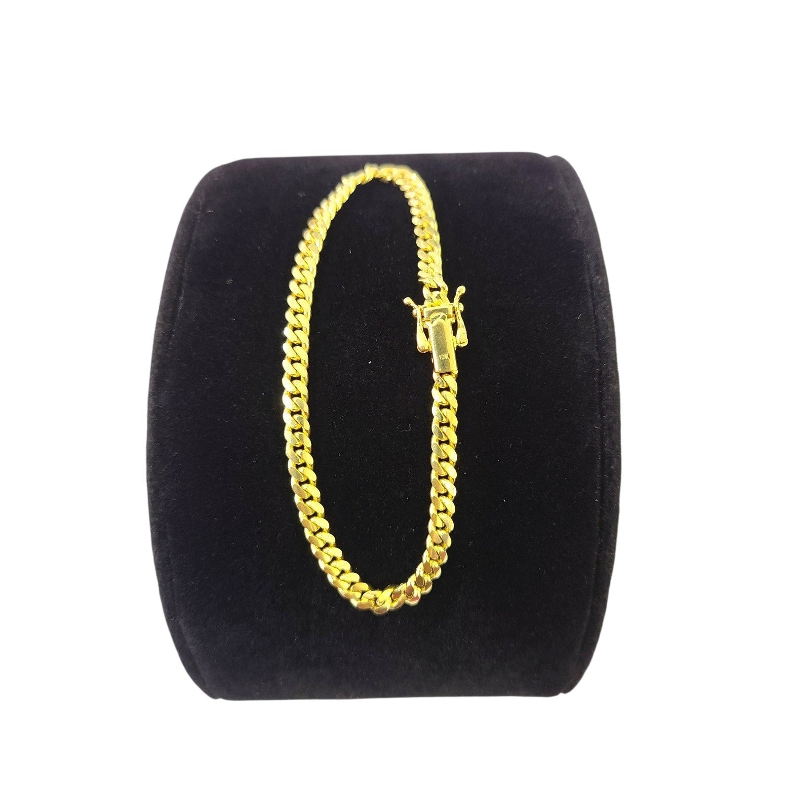10k Real Solid Gold Miami Cuban Bracelet 4mm Link 7" inch Women Men