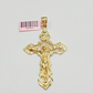 14k Yellow Gold Jesus Cross Charm Pendant 3 Inches Crucifix Chain Necklace SALE
