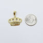 10K Yellow Gold King Crown Charm Pendant Rope Chain 18 20 22 24 26 Inch 3mm