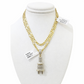10k Solid Figaro Chain Plug Diamond Charm Necklace SET 4mm 22" Pendant