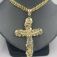 Real 10k Yellow Gold Jesus Cross Pendant with 26" Inch Cuban Chain Box Lock Set