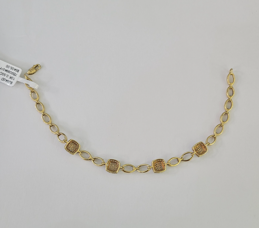 Real 10k Diamond Bracelet 4mm 7" 10kt Yellow Gold Ladies Women Genuine