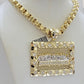 Real 10k Gold Box Byzantine Necklace Last Supper Charm Pendant Chain 6mm 20 Inch